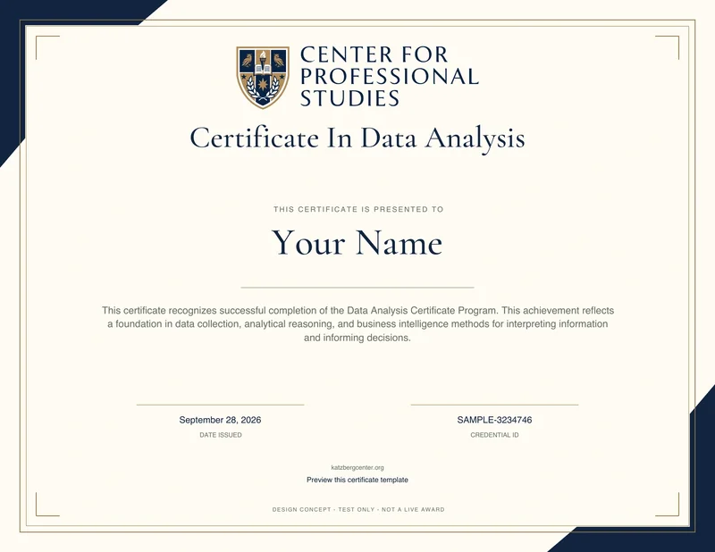 Certificate in Data Analysis sample