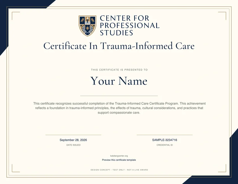 Certificate in Trauma-Informed Care sample